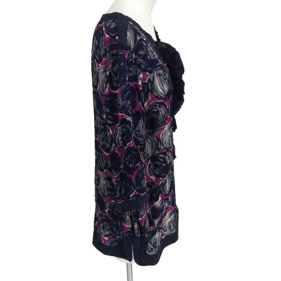 Tory Burch Silk Blend Peasant Tassel Ruffle Bell Sleeve Blouse Size 10 Shirt - Picture 12 of 15